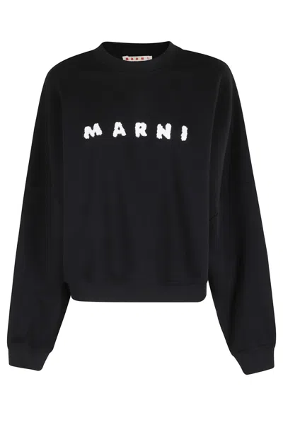 MARNI MARNI NUDE OVERSIZED SWEATSHIRT WITH PLAYFUL LOGO