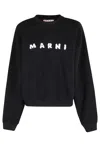 Marni Relaxed Fit Black Sweatshirt With Textured Logo In Black
