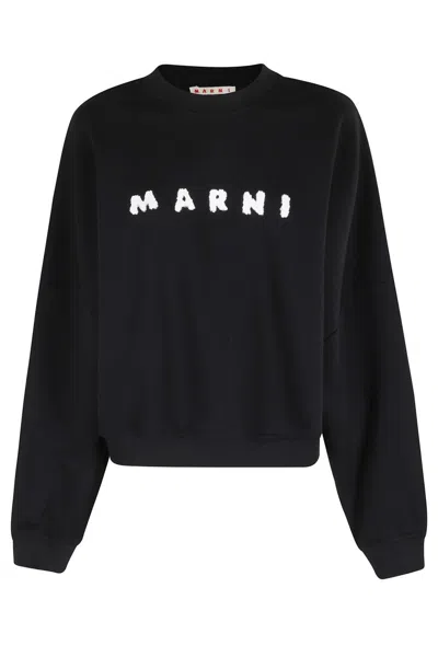 MARNI NUDE OVERSIZED SWEATSHIRT WITH PLAYFUL LOGO