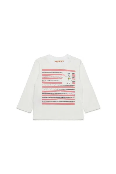 Marni Kids' Nutcracker Jersey Long Sleeves T-shirt In White
