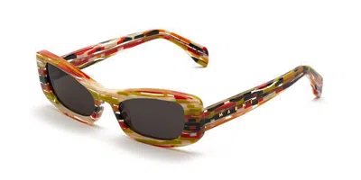 Marni Nyama Stripes Dpo Men's Sunglasses Green Size 54 In Striped Red Green Black