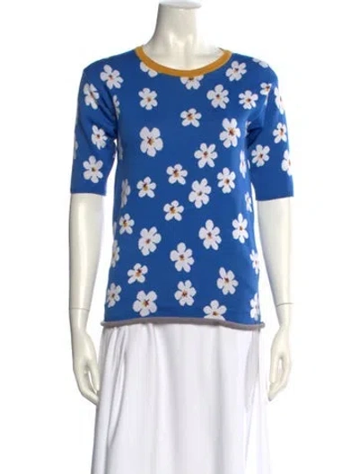 Pre-owned Marni Nylon Floral Print Sweater In Blue