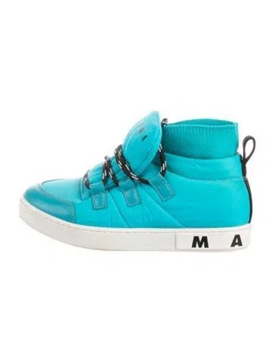 Pre-owned Marni Kids' Nylon High Top Sneakers In Blue