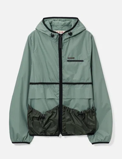 Marni Nylon Jacket With Drawstring Pockets In Green/グリーン/그린/绿色/綠色
