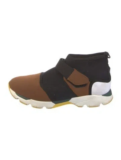 Pre-owned Marni Nylon Printed Sock Sneakers In Blue