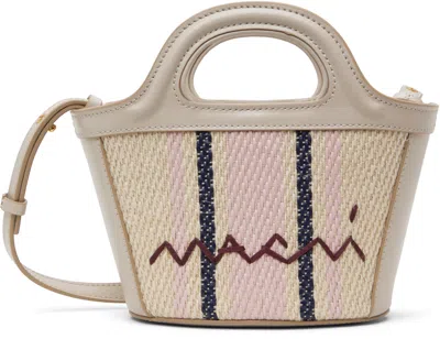 Marni Off-white & Gray Tropicalia Micro Tote In Zo858 Silk White/mac