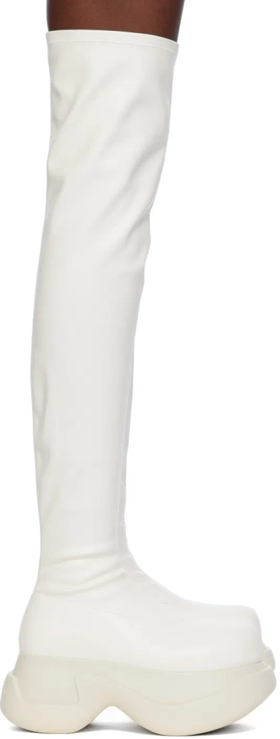 Marni Off-white Chunky Stretch Boots In 00w03 Stone White