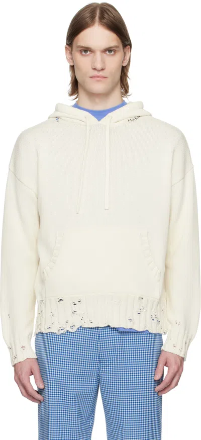 MARNI OFF-WHITE DISHEVELLED COTTON HOODIE