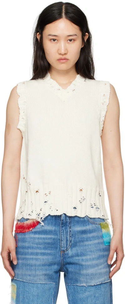 Marni Off-white Dishevelled Vest In 00w01 Lily White