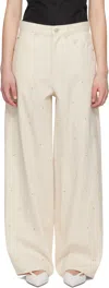 Marni Off-white Embroidered Light Denim Jeans