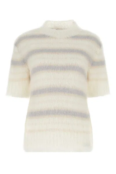 MARNI OFF WHITE EMBROIDERED MOHAIR SWEATER