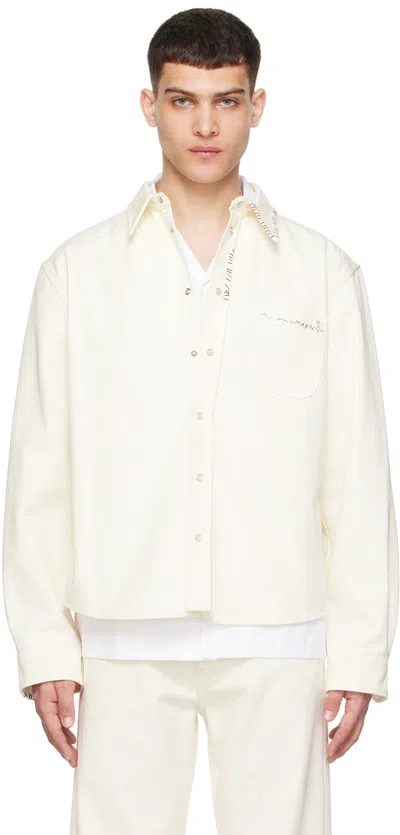 Marni Off-white Embroidered Shirt In 00w01 Lily White