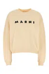 Marni Ivory Sweatshirt With Textured Lettering In Off White