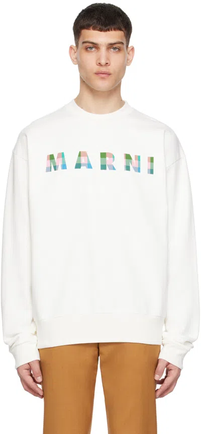 Marni Off-white Printed Sweatshirt In Gow02 Natural White
