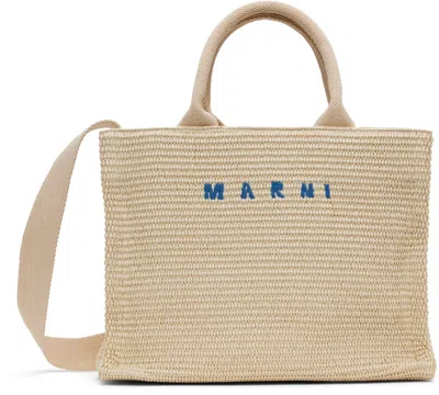 Marni Ivory Raffia Shopping Bag In Silkwhite