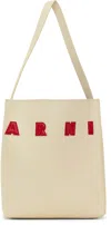 Marni Museo Small Tote Bag In Zo721 Ivory/lacquer