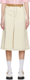 Marni Off-white Vented Denim Midi Skirt In 00w08 Snow
