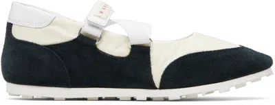 Marni Off-white & Black Mary Jane Velcro Sneakers