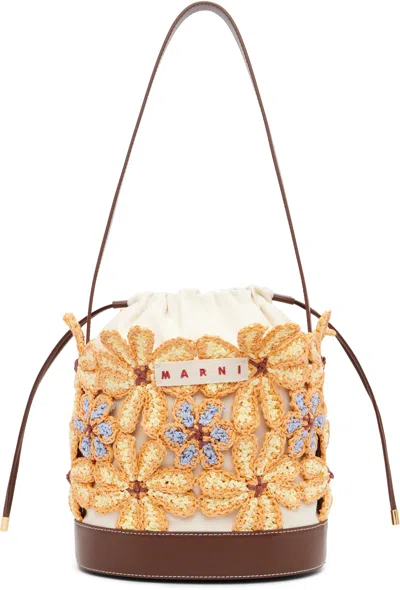 Marni Off-white & Orange Flower Bucket Bag