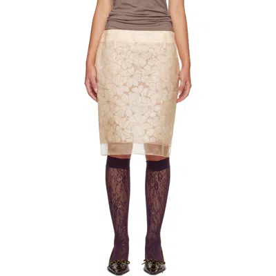 Marni Off-white Floral Paper Midi Skirt In Neutral