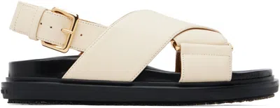 Marni Off-white Leather Fussbett Sandals In Neutral