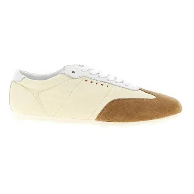 Marni Smooth Polyamide Sneakers With Suede Accents In White