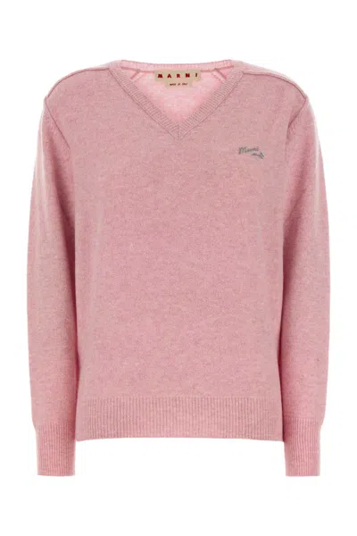 Marni Oink Wool Sweater In Pink