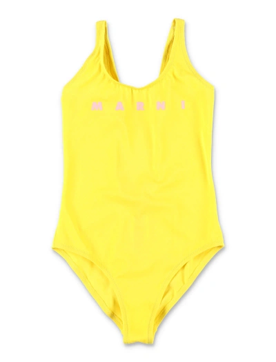 Marni Kids' Swimsuit Logo In Yellow