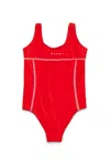 Marni Costume Intero Con Logo Istituzionale In Red