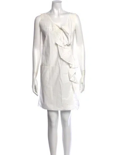 Pre-owned Marni One-shoulder Mini Dress In Neutral