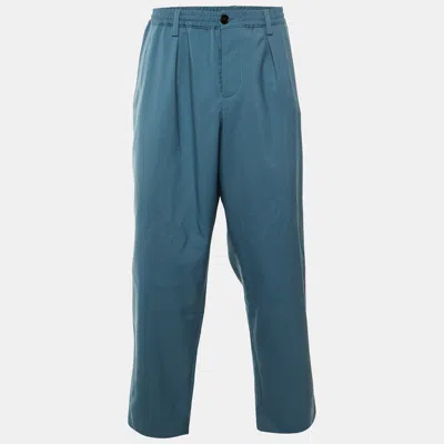 Pre-owned Marni Opal Blue Wool Trousers M