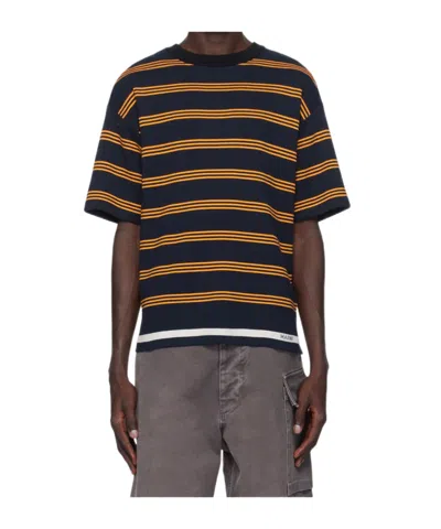 Marni Black Seaside Stripe T-shirt In Rgb84 Eclipse