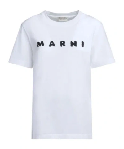 Marni Open-necked Black Shirt In White