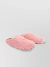 Marni Open Toe Leather And Fur Flat Sole Mules