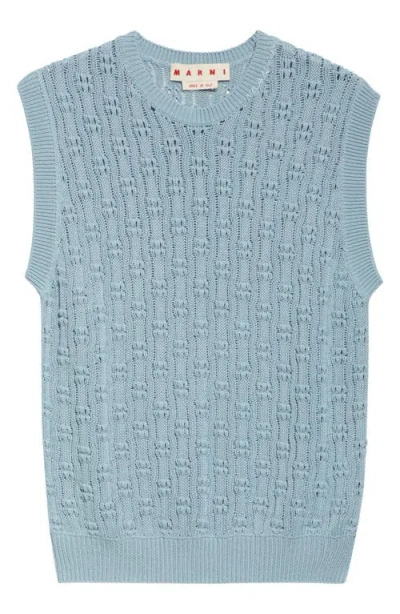 Marni Openwork Cotton Sweater Vest In Sky