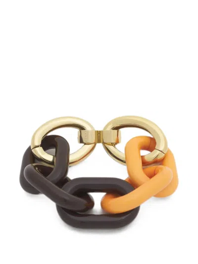 Marni Orange And Brown Resin Chain Bracelet In Multi
