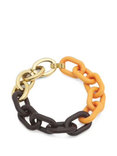 Marni Orange And Brown Resin Chain Necklace In Multi