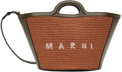 Marni Orange & Khaki Small Tropicalia Bucket Bag In Zo750 Brick/olive