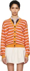 Marni Orange & Pink Wool-mohair Striped Cardigan In Rgr30 Arabesque