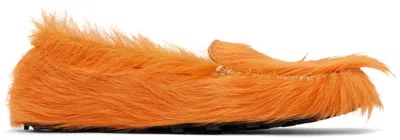 Marni Orange Calf-hair Moc Loafers In 00r09 Pumpkin