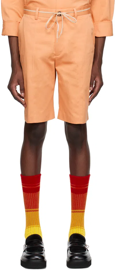 Marni Orange Drawstring Shorts In 00r08 Tangerine