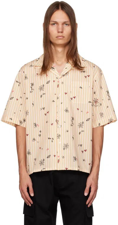 Marni Orange Floral Striped Shirt In Mgr08 Tangerine
