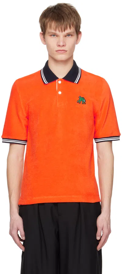Marni Orange Graphic Patch Polo In 00r26 Indian Orange