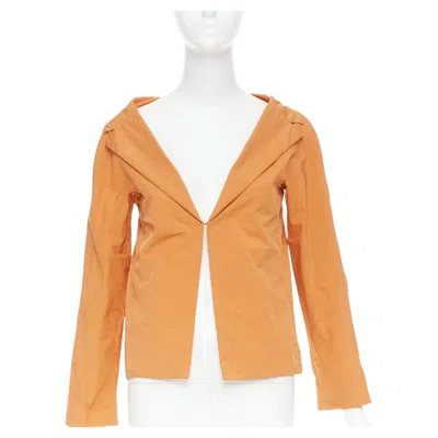 Pre-owned Marni Orange Nylon Blend Notch Lapel Single Breasted Cropped Blazer It36 Xxs