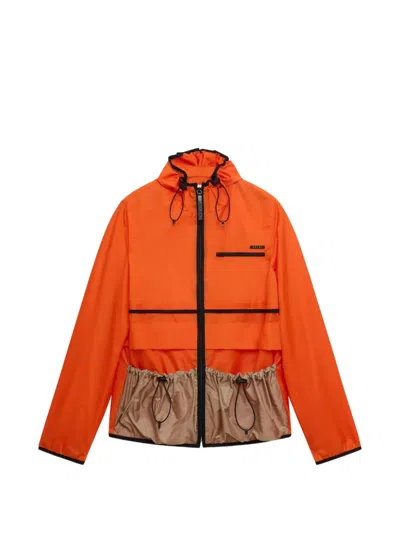 Marni Orange Nylon Jacket With Drawstring Pockets