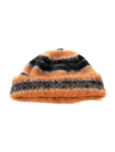 Pre-owned Marni Orange Striped Mohair Beanie