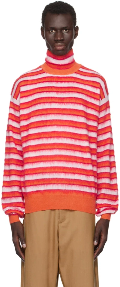 Marni Orange Striped Sweater In Arabesque
