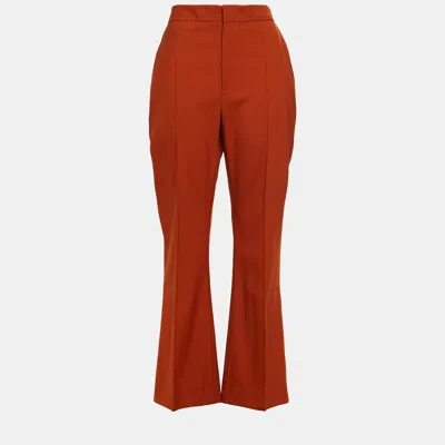 Pre-owned Marni Orange Virgin Wool Flared Trousers Size 40