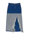 Marni Distressed Slit-hem Midi Denim Skirt In Gray