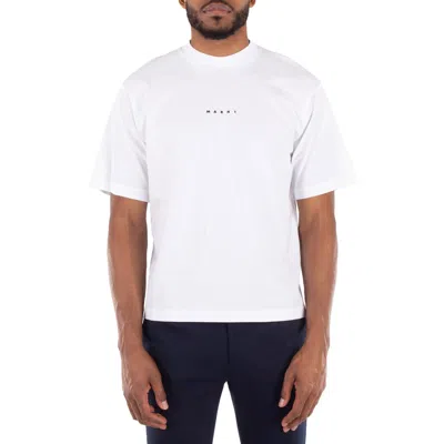 Marni Organic Cotton Jersey Logo T-shirt In White